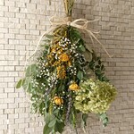 ルリタマアザミとローズのスワッグ(40cm)