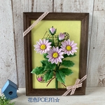 🧡粘土の花・ちょっとレトロな優しいpinkのお花♡スタンド✳︎💜【24㎝】