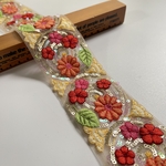 約6cm幅/インド刺繍/刺繍リボン/チュール/花刺繍