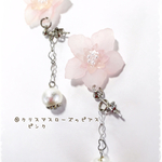 [SALE]④クリスマスローズ のピアス。ピンク。