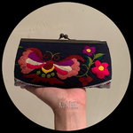 (M)入荷◉刺繍◉蝶々◉花◉スリム型がま口財布　長財布