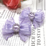 ワンコ用バレッタ♡ボーダーシフォン*°♡purple