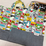 《送料無料》入園入学2点セット レッスンバッグ  着替え入れ アメコミ風しろくまペンギン×ヒッコリー デニム