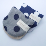 8重ガーゼハンカチ2枚セット♥大玉ドットgray&navy