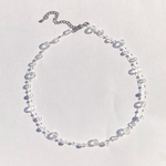 ビーズチョーカー クリアネックレス【float beads necklace choker】手編み