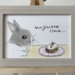 動物イラスト 原画【うさぎ】インテリアに☆。.:＊・゜ふわふわアート☆。.:＊・゜