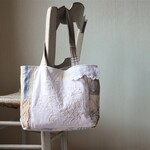 whiteworkアンティークリネン*手刺繍*トワルドジュイ*トートバッグ*love&eco