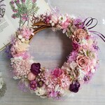  Jolie botanique＜Pourpre botanical＞＊ハーフムーンリース＊プリザーブドフラワー＊お花＊ギフト＊結婚祝い＊新築祝い＊お誕生日祝い＊フラワーギフト