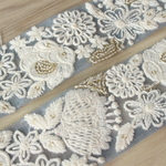 インド刺繍リボンᢂフラワーチュールレース【アンティークブルー】インド刺繍/刺繍リボン/リボン/シルクリボン/トリム/ブレード/ジャガードリボン/チロリアンテープ/レース/チュール