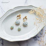 刺繍のイヤリングorピアス・キャンディ《セージ》