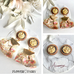薔薇🌹アンティークウッド✖️インド刺繍リボンピアスorイヤリング         2way  大ぶり　薔薇　チロリアンテープ　重ねボタン　アンティークボタン　ヴィンテージボタン　リメイクボタン