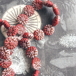 【4コセット】JIRI＊IVANA#czech beads#チェコビーズDahlia15㎜ mix red＊white/copper