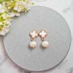 淡水パール×クローバーピアス♢イヤリング