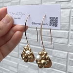 アレルギー対応❁⃘淡水パール×メタリックボールのフックピアス