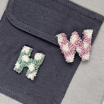 ［くすみカラー］モコモコ刺繍＊ドット＊イニシャルワッペン