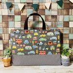 ☆フォロワー様1000人☆ありがとうございます記念☆　アメカジ風　車柄　グレー系　レッスンバッグ　絵本袋　お稽古バッグ　塾バッグ　縦30×横40　入園入学　サイズオーダー