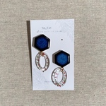 タイルのピアス(青×ピンク)