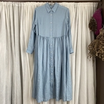 【SALE＊在庫処分特価】水色リネンのシャツワンピース
