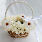ふんわり紫陽花、リングピローかご、リングピローカゴ。紫陽花オフホワイト。
