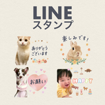 【8個】オーダーメイドLINEスタンプ(いぬ　ねこ　うさぎ　ぶた　ペット　赤ちゃん　ベビー　こども　うちの子　新婚　結婚式)