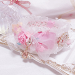 限定品🧚‍♀️新作首輪♡高品質ジルコニアしずくチャームピンク♡揺れるフラワーピンク♡桜チュールリボン♡クラフトフラワーピンク&ローズカボション♡オーガンジーフリル♡