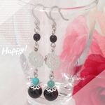 ♯111☆オニキス×ターコイズ×チェコガラス☆天然石ピアス  ハンドメイド