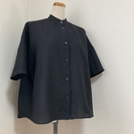 mino341ne様ご予約品　黒のリネンのゆったり半袖ブラウス