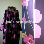 ◆セット販売◆あずき色の 柔らか 花桜◆オックスフォードcotton100%&襟ぐりリネン100%のワンピース◆無料で、着丈セミオーダーお直しいたします。(*^^*)◆