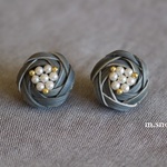 [再販]お花結び＊ラタンイヤリング・ピアス＊Lサイズ