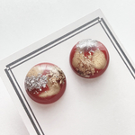 ゴールド シルバー 箔入り 大粒レッドピアス