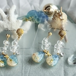 海の宝物 ドロップ アシンメトリー ピアス イヤリング マリンブルー シェル