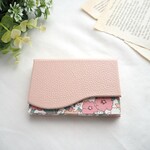 本革とリバティ生地の名刺入れ/カードケース  フェアリーピンク×プリムローズ