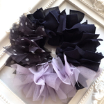 シュシュ＊Lilas〜ライラックの花びら〜ネイビー×パープル×ブラックドット 
