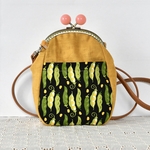 がま口スマホポシェット えんどうまめ　黄色