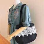 NEW!＊送料無料＊ネイビー＆レースのショルダーバッグ