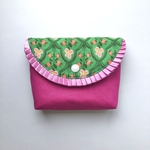 ポシェットにもなるフリル移動ポケット　pink×green