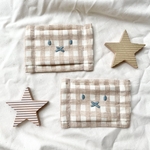 チェックのうさぎ刺繍　Wガーゼマスク