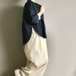 ■スリットオーバルシャツ■ライトオンスデニム■濃紺