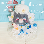 🌸ocorinbo412様専用ページ🌸謎めく瞳のポエム姫🍼🐬小さなわたあめベビーベア♡くまぬいぐるみ♡哺乳瓶♡baby雑貨　グッズ　白　マリン風　夏　グレーくま