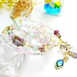 優しいカラーで癒し！天使の羽水晶　カラークォーツ☆コイルブレスレット　