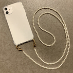 ハンドメイド クリアケース パール ビーズ スマホショルダー ショルダーストラップ ストラップ　パール6㎜
