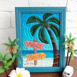 ハワイアンキルト《Enjoy Beach🌴》A5サイズ フレーム入り  