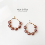 大人可愛い♡くすみピンクのレースフープピアス