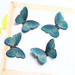 蝶々の刺繍パーツ　ブルー✖️ゴールドグラデーション