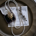 3wayﾛﾝｸﾞﾈｯｸﾚｽ【vintage flower】〈250〉淡水パール　結婚式　ウェディング　お呼ばれ　パーティ　ヴィンテージ　アンティーク