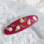 (7㎝)大人可愛い  yellow rose　刺繍パッチンピン