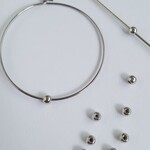 [15pcs] シリコンボール 3mm ロジウムメッキ　ニッケルフリー 1mmホール