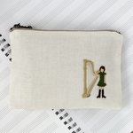 ハープ[楽器びと]刺繍ポーチ