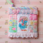 hana*ハンドメイド☆パッチワークペタンコminiminiポーチ★青い鳥さん＆ハロベビ