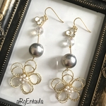 ワイヤー花×花ピアス/イヤリング